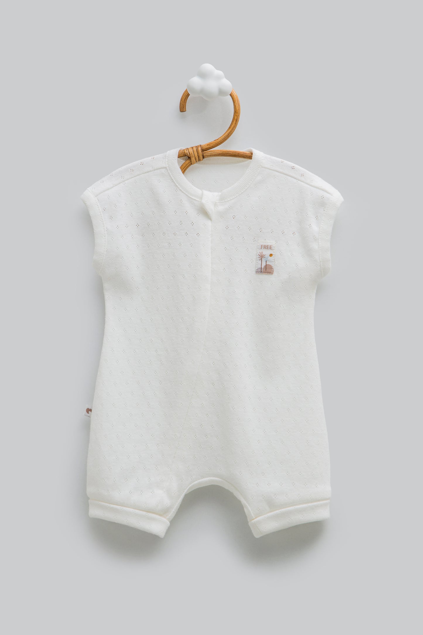 Yazlık Kolsuz Bebek Tulum Romper Ekru | Pamuk | Pamukanne