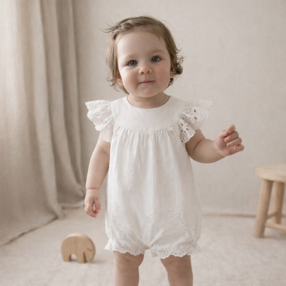 Brode Detaylı Premium Bebek Tulum (Ekru)