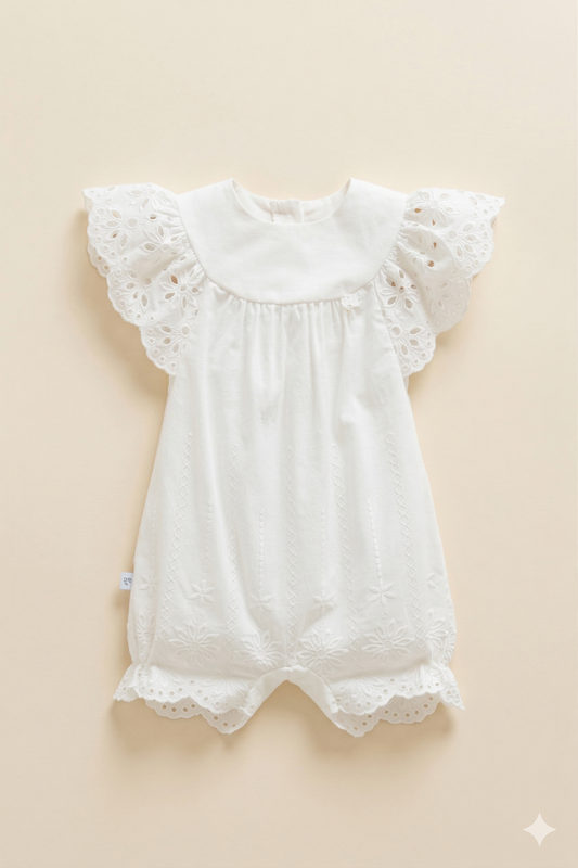 Brode Detaylı Premium Bebek Tulum (Ekru)