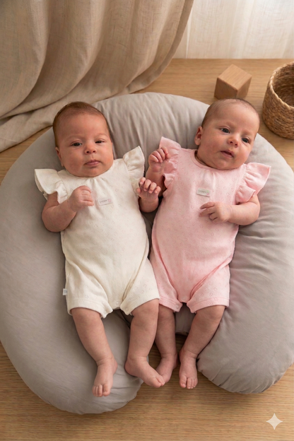 Fırfırlı Kalp Desenli Bebek Tulum (Ekru)