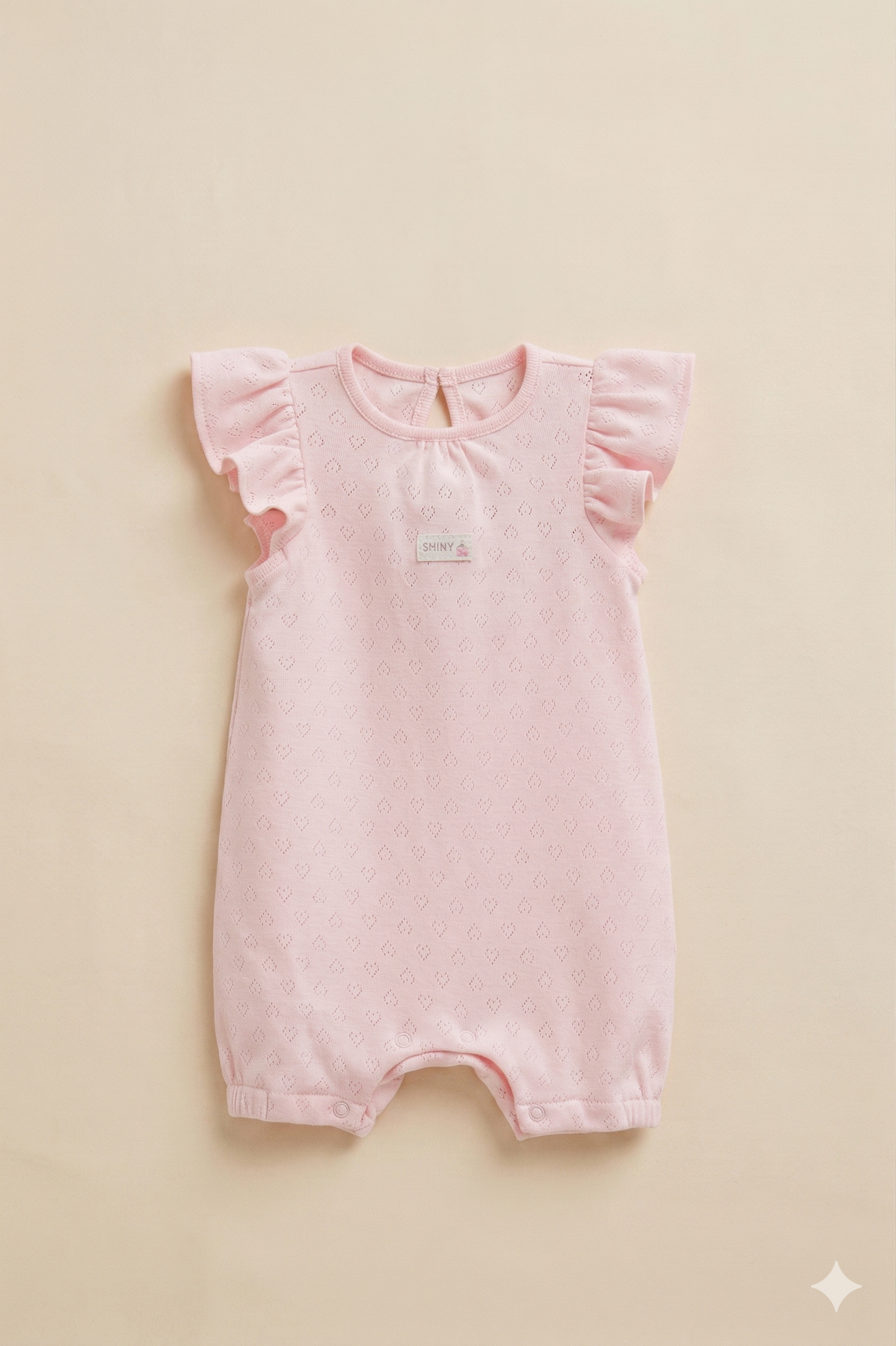 Fırfırlı Kalp Desenli Bebek Tulum (Pembe)