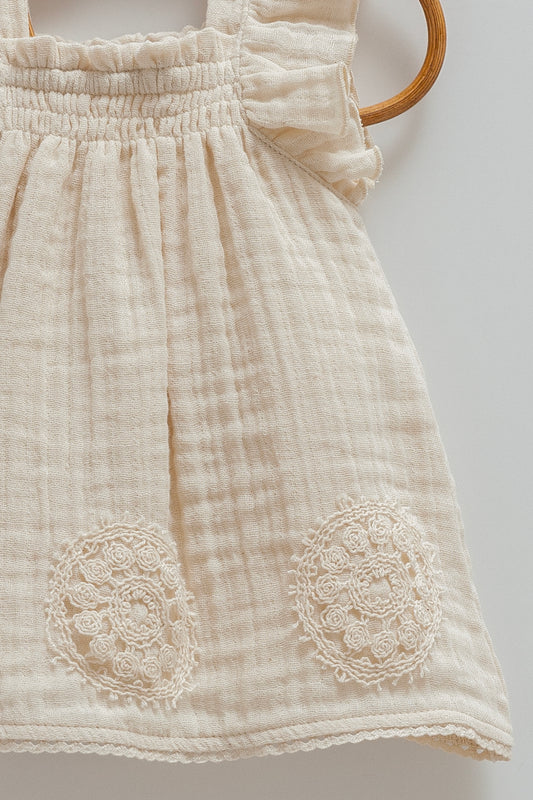 Fırfırlı Müslin Bebek Şort Takımı (Bej)