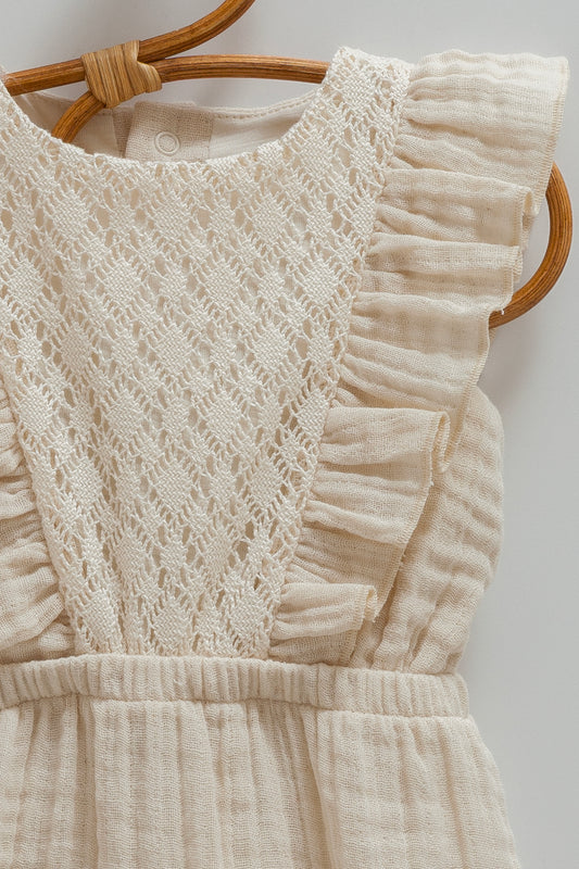 Fırfırlı Müslin Bebek Tulum (Bej)