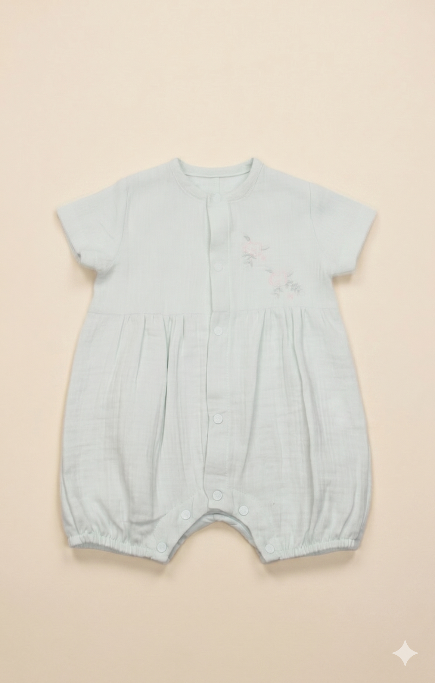 Nakış Detaylı Müslin Bebek Tulum Mint | Pamukanne