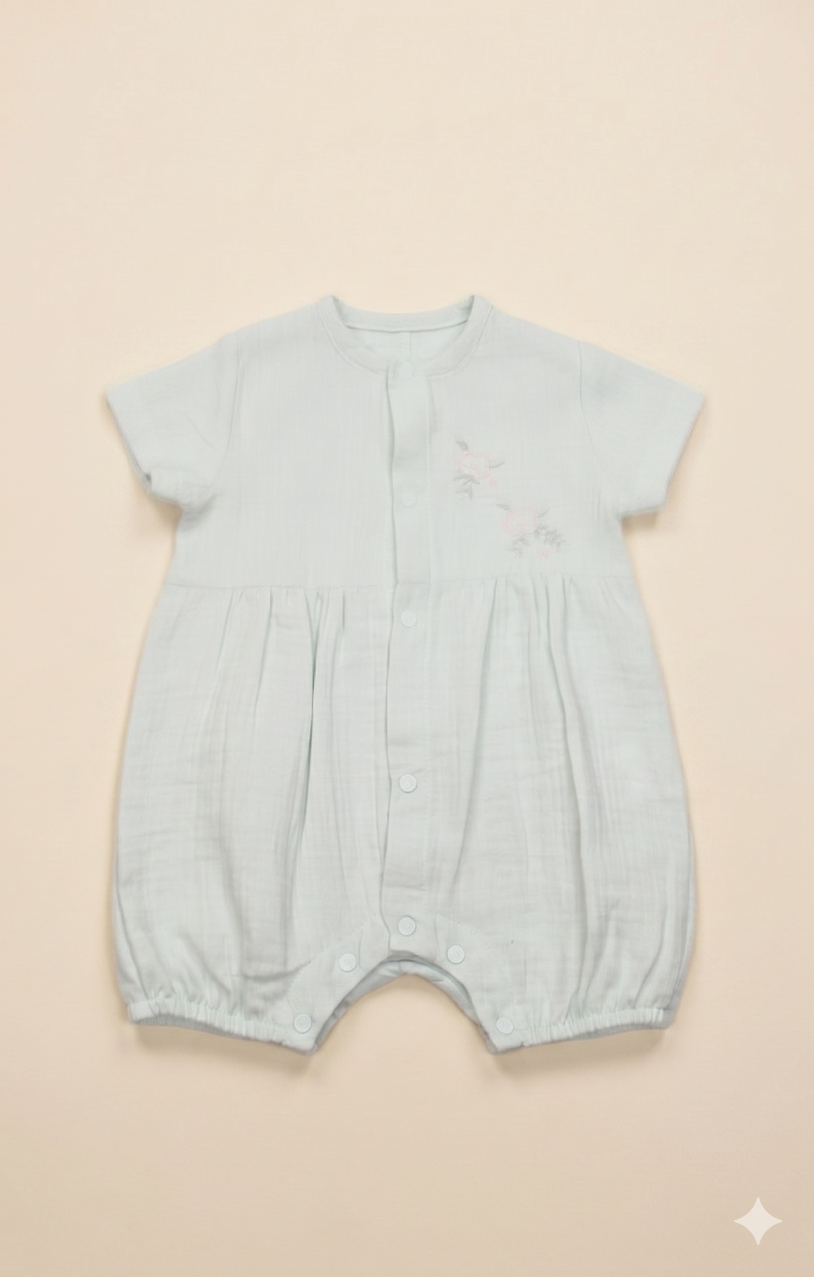Nakış Detaylı Müslin Bebek Tulum Mint | Pamukanne