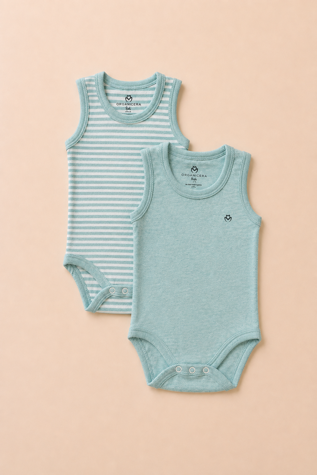 Organik Pamuk 2'li Atlet Body - Aqua Melanj