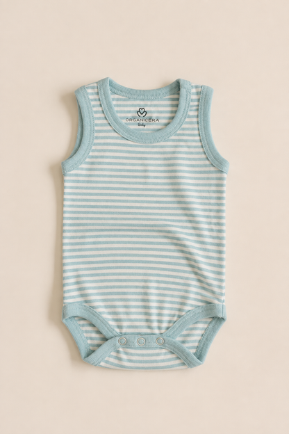 Organik Pamuk 2'li Atlet Body - Aqua Melanj