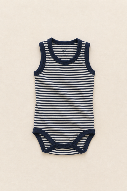 Organik Pamuk 2'li Atlet Body - İndigo Melanj