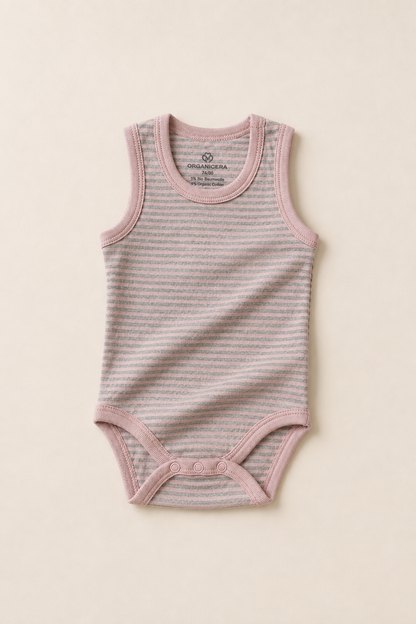 Organik Pamuk 2'li Atlet Body - Rose Melanj