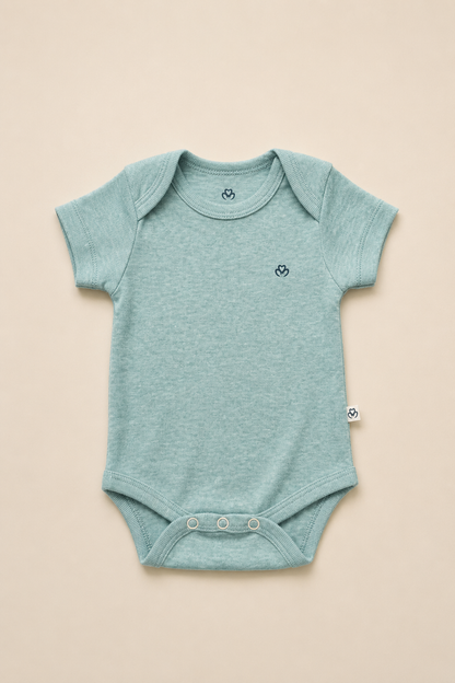 Organik Pamuk 2'li Kısa Kollu Body - Aqua Melanj