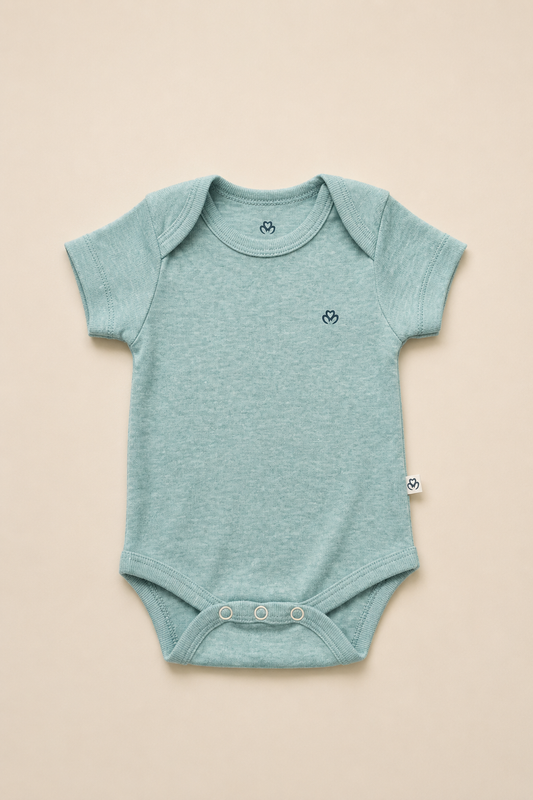 Organik Pamuk 2'li Kısa Kollu Body - Aqua Melanj
