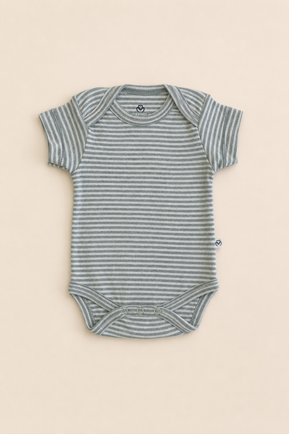 Organik Pamuk 2'li Kısa Kollu Body - Aqua Melanj