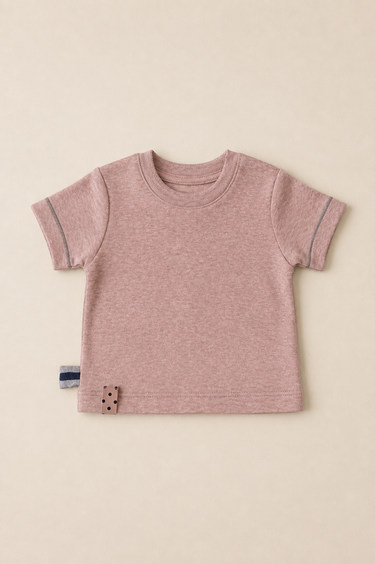 Organik Pamuk Bebek T-shirt - Rose Melanj