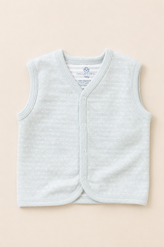 Organik Pamuk Bebek Yelek - Aqua Melanj
