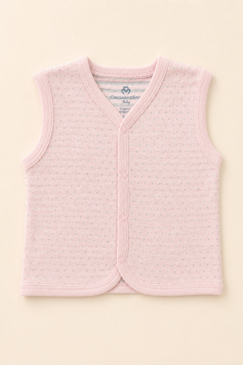 Organik Pamuk Bebek Yelek - Rose Melanj