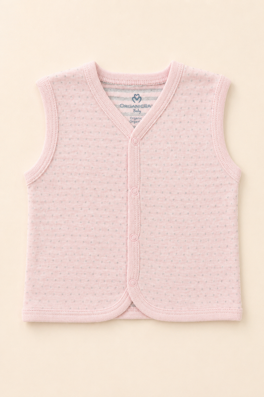 Organik Pamuk Bebek Yelek - Rose Melanj