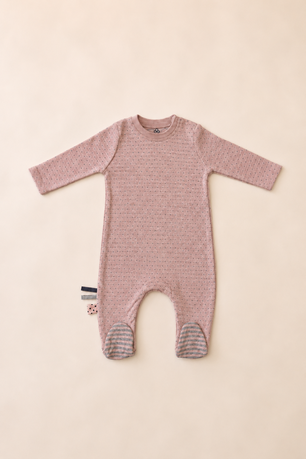 Organik Puantiyeli Bebek Tulum - Rose Melanj