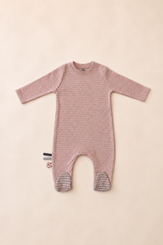Organik Puantiyeli Bebek Tulum - Rose Melanj