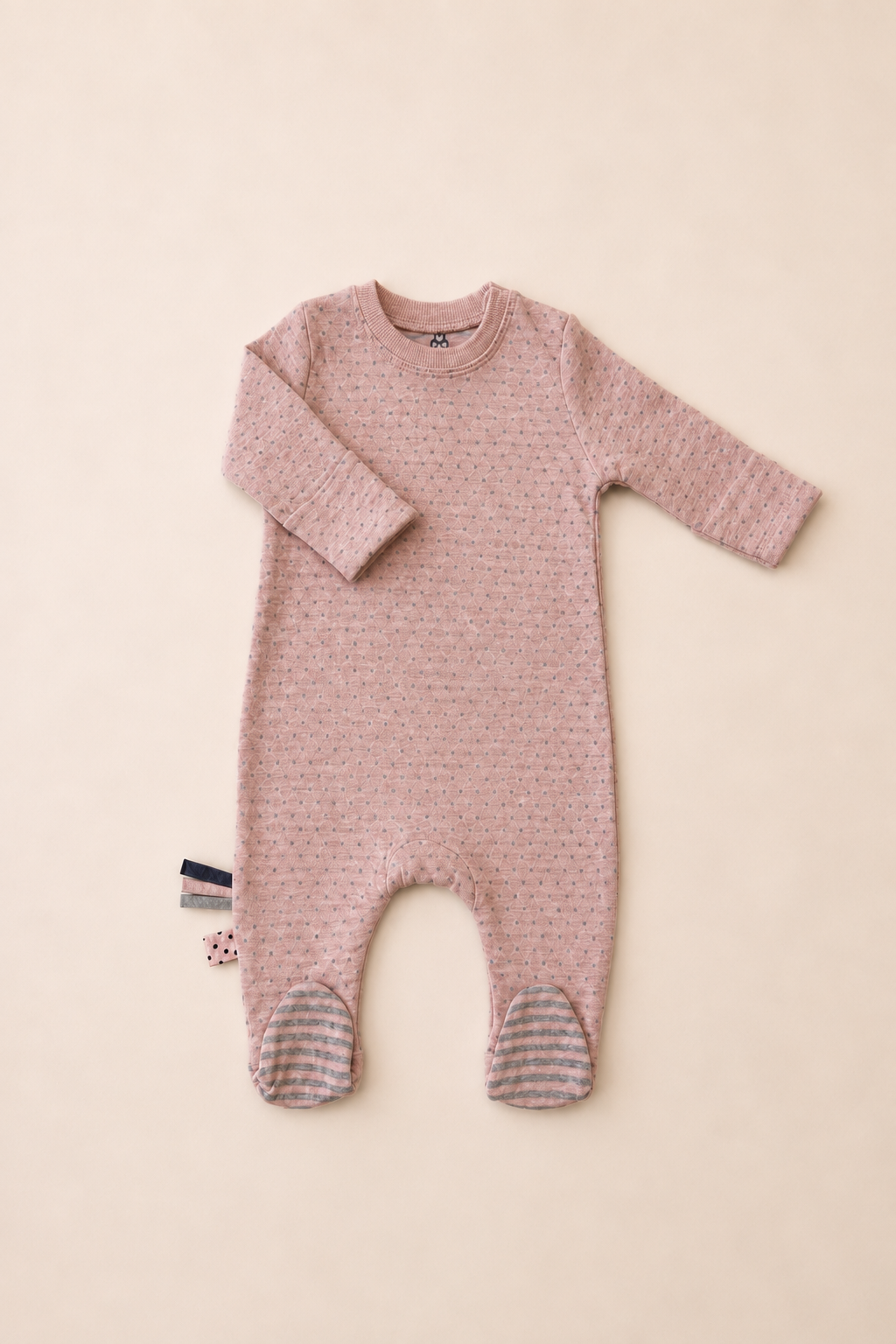 Organik Puantiyeli Bebek Tulum - Rose Melanj